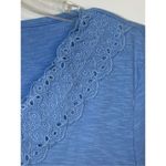 Talbots Women's Cotton Blend Short Sleeve Lace Trim V-Neck Tee Blue Size Small Photo 4