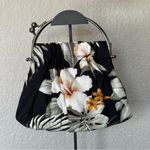 Vintage Abba Hawaii Tropical Floral Black and White Clutch Photo 1