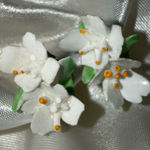 Denton England Screw Back Vintage Earrings White Green Yellow‎ Porcelain Flowers Photo 0