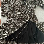 Lulu’s black 3/4 length sleeve pink floral wrap dress with ruffles size Medium‎ Photo 6