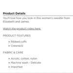 Elizabeth and James Black Striped Chunky Knit Crewneck Sweater Small Photo 10