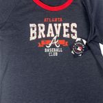 Campus Lifestyle MLB Atlanta Braves Women's Short Sleeve Ringer T-Shirt in Navy Blue, Small Photo 1