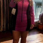 Vintage 90s Barbiecore Chia Pink Purple Leather Zip Bodycon Mini Dress Sz L NEW Size L Photo 1