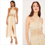 Likely Lucy Dress Size 8 NEW Green Tea Multi Lined Cut Out Hem Slit Georgette Photo 2