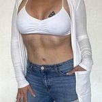 Spiritual Gangster Ribbed Duster White Cardigan Stretch XS Festival Minimalist Photo 0