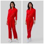 Saks 5th Avenue VTG Saks Fifth Avenue Orange Velour Long Sleeve Zip Front Collar Jumpsuit, sz. L Photo 16