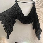 Y2K Large Chunky Whimsygoth Gothic Fairygrunge Cottagecore Ruffles Shirred Black Scarf Photo 0