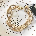J.Crew Gold Chainlink Embellished Clear Stone Bracelet NWT Photo 24