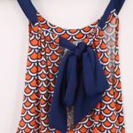 Mud Pie  Orange Navy Tie Back Midi Dress Vacation Summer Beachy Sleeveless Size L Photo 2