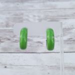 Vintage Clip On Earrings Chunky Bright Green Retro Hoops Photo 5