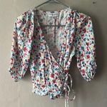 Charlie Holiday  Vibrant Floral Salsa Wrap Top Size 2 XS Photo 0