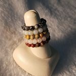 Bundle of 5 Stone Bead Rings Green Photo 2