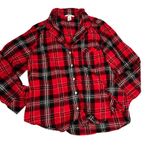 Victoria's Secret Womens Flannel Plaid Pajama Set Red Shimmer Large Photo 1