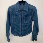 EXPRESS Acid Wash Stretch Denim Edgy Zipper Jean Jacket XS Photo 0