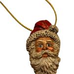 Vintage Hand Painted Santa Claus Christmas Pendant Red Photo 0