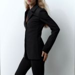 ZARA  Women Black Long Sleeves Tailored Blazer with Buttons Size XL Shoulder Pads Photo 4
