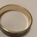 LC Lauren Conrad Signed LC - Women’s Metal Costume Bangle Bracelet Gold Tone / Blue / Aqua Enamel Photo 2