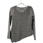 Helmut Lang  Asymmetrical Open Knit Sweater Wool‎ Cashmere Grey Size Small $425 Photo 3