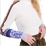 Free People Switch It Up Crochet-Trim Thermal Cuff White Top Mock Neck Size XS Photo 2