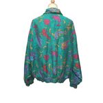 80s Lady Bear Silk All Over Print Full Zip Bomber Jacket Green Plus Size 1X Vtg Photo 3