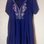 Knox Rose  Embroidered Tunic Blouse or Mini Dress Royal Blue Size Medium Photo 0