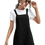 SheIn  Black Sleeveless Wide Leg Rolled Hem Pinafore Rompers Overalls Shorts Photo 0