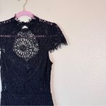 Bebe  Black Lace Sheath Mini Dress Womens XS Whimsigoth Formal LBD Fringe Classic Photo 7
