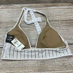Bar III  Artisan Crochet Halter‎ Bikini Top White Nude Lined [Size XL] NWT Photo 3