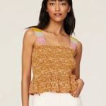 Scotch & Soda  Smocked Seersucker Tank Top Womens Sz Small Yellow Orange Photo 7