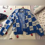 Sincerely Jules Checkered Cardigan with Bows Blue Size M Photo 3