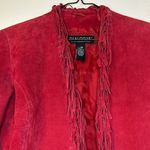 Dialogue  Red Fringe Leather Long Sleeve Jacket Photo 0
