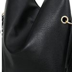 Women’s Black Fringed Pu Leather Studded Chain Detail Shoulder Bag 13.4” x 14.9” Photo 3