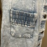 POL Washed Denim Button Front Spaghetti Strap Dress Size M Photo 4