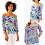Lilly Pulitzer  Enna Off The Shoulder Top in Indigo Sea Dreamin size Small Photo 1