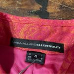 Linda Allard Ellen Tracy Pink Gold Asian Jacquard Paisley Jacket Size 4 Photo 3