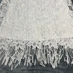 Women's Sleeveless Lace Mini Dress with Fringe Hem Size XXS Boho Bridal Grad White Photo 3