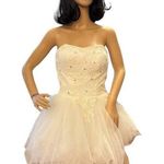 Unique Vintage Vintage high low wedding prom strapless corset tulle maxi train dress size small Photo 2