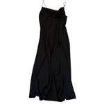 ZARA Black Satin Cowl Neck Slip Midi Dress Side Button Detail Elegant Medium Photo 11