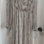 Carly Jean Los Angeles  size‎ Small Ruffle Midi Dress Long Sleeve Paisley Dot Photo 0