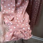 Versona  Blush Long Sleeve Polka Dot Dress Photo 6