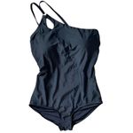 NEW LANDS' END Black Strappy One Shoulder One Piece Swim Suit Size Small (6 Photo 1