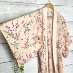 Symphony  Cream & Pink Floral Open Front Kimono Robe Size Small Photo 4