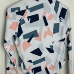 Women’s Geometric Long Sleeve Swimsuit one piece padding front zipper NWOT L White Size L Photo 7