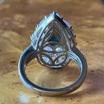 Blue Star Sapphire Rainbow Moonstone Sterling Silver Cocktail Ring Size 7 Photo 4