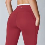 Berlook Activewear Dark Red Natural Waisted Leggings 25” Size M Photo 2