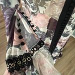 Beulah Dark Floral Maxi Dress Chiffon Size Medium Whimsical Feminine Boho Black Photo 4