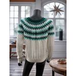 Draper James  Fair Isle Knit Sweater Green White Long Sleeve Women's M Photo 1