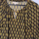 Michael Kors  logo monogram black gold stretch tunic blouse top size L Photo 3