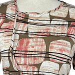 St. John  Small Top Yellow Label Short Sleeve Faux Wrap Abstract Stretch Pullover Photo 1