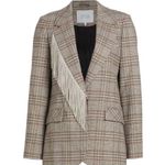 Tanya Taylor Lewis Plaid Fringe Trim Blazer NEW Photo 0
